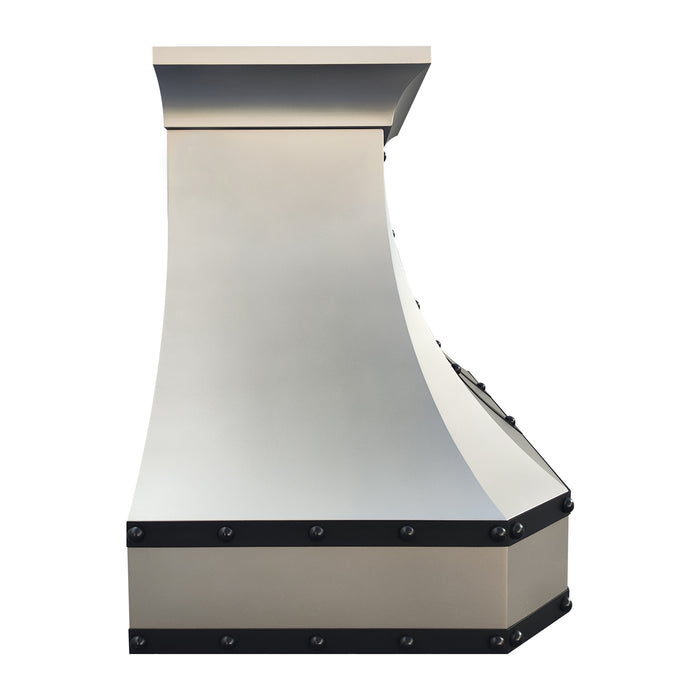 RHM Brushed Stainless Steel Range Hood Clipped Corner with Black Accents SH3-4CTRM