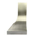 Silver stainless steel range hood with polished curved body for upscale open-concept kitchens