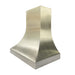 Modern silver stainless steel range hood with smooth curved silhouette for stylish cooking spaces