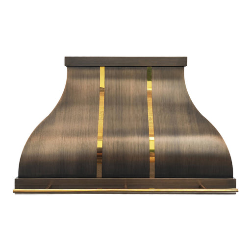 Custom Brass range hood with classic bell shape silhouette for luxury residential kitchens