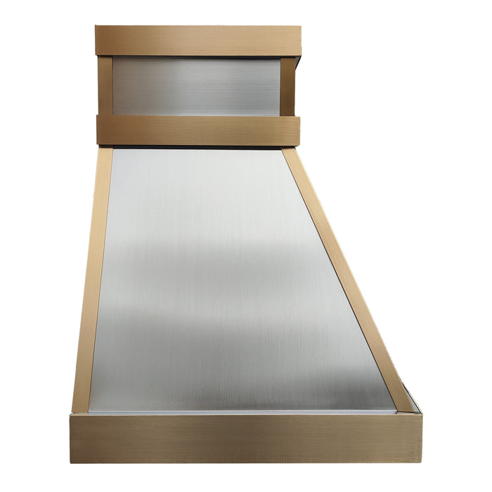 silver stainless steel range hood with durable construction and sleek minimalist style for designer gourmet kitchen