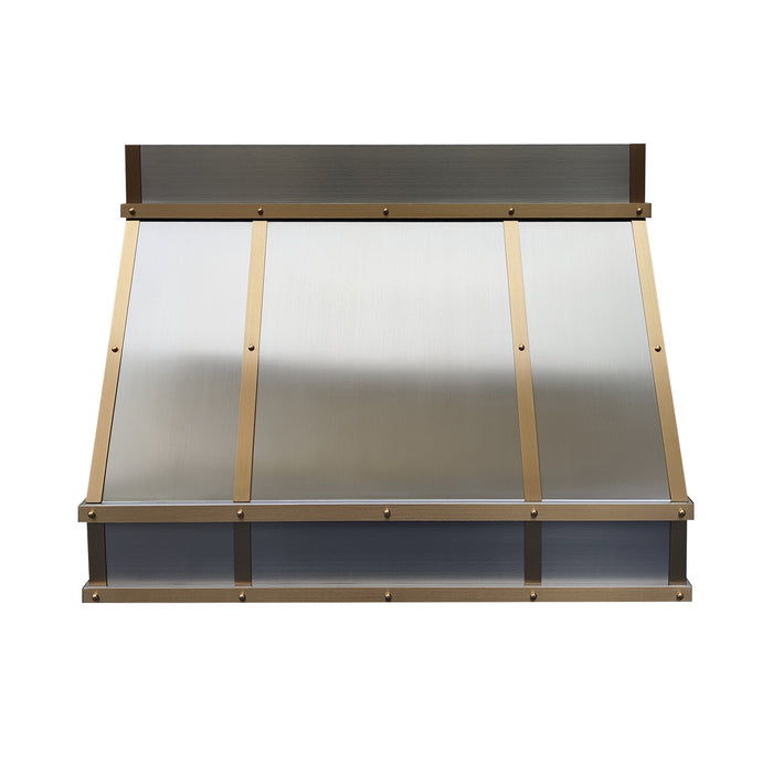 stainless steel range hood with custom taper design for modern kitchen