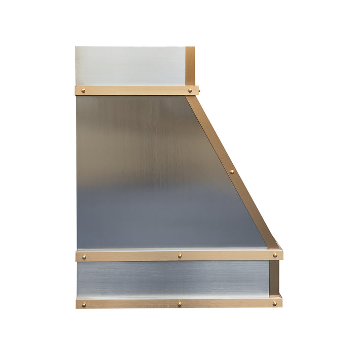 stainless steel range hood with durable custom taper structure for high-end residential kitchen