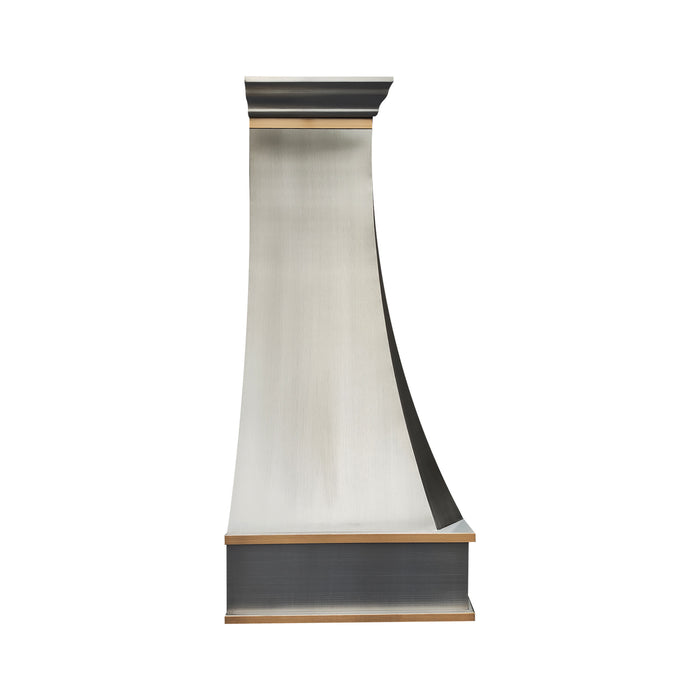 RHM silver curved stainless steel range hood for kitchen