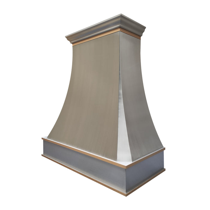 RHM silver curved stainless steel range hood for kitchen