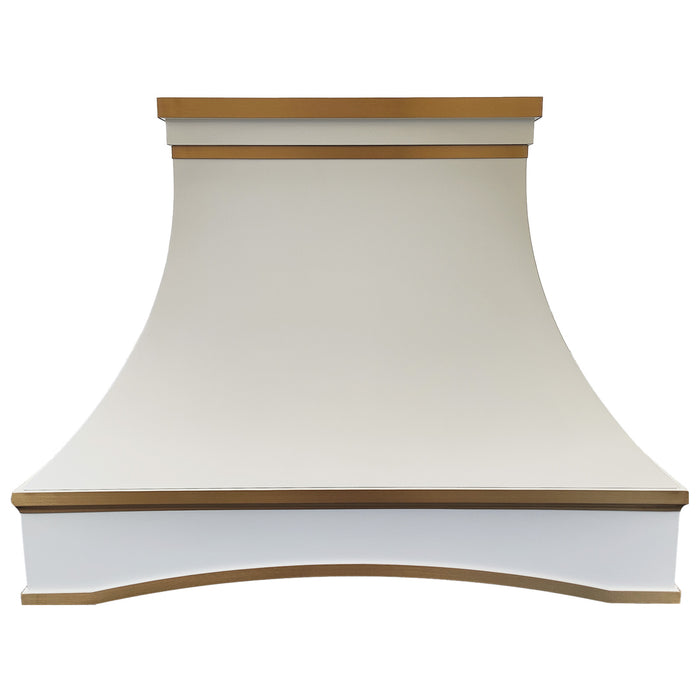 White Stainless Steel range hood with elegant curved arch silhouette for modern residential kitchens