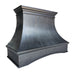 RHM custom black arch copper range kitchen hood with Strap & Riverts