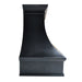 RHM custom black arch copper range kitchen hood with Strap & Riverts