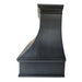 RHM custom black arch copper range kitchen hood with Strap & Riverts