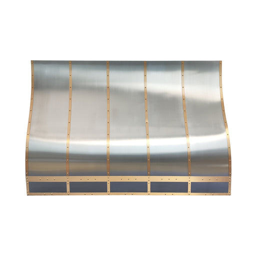 Custom stainless steel range hood with curved shape for modern kitchens