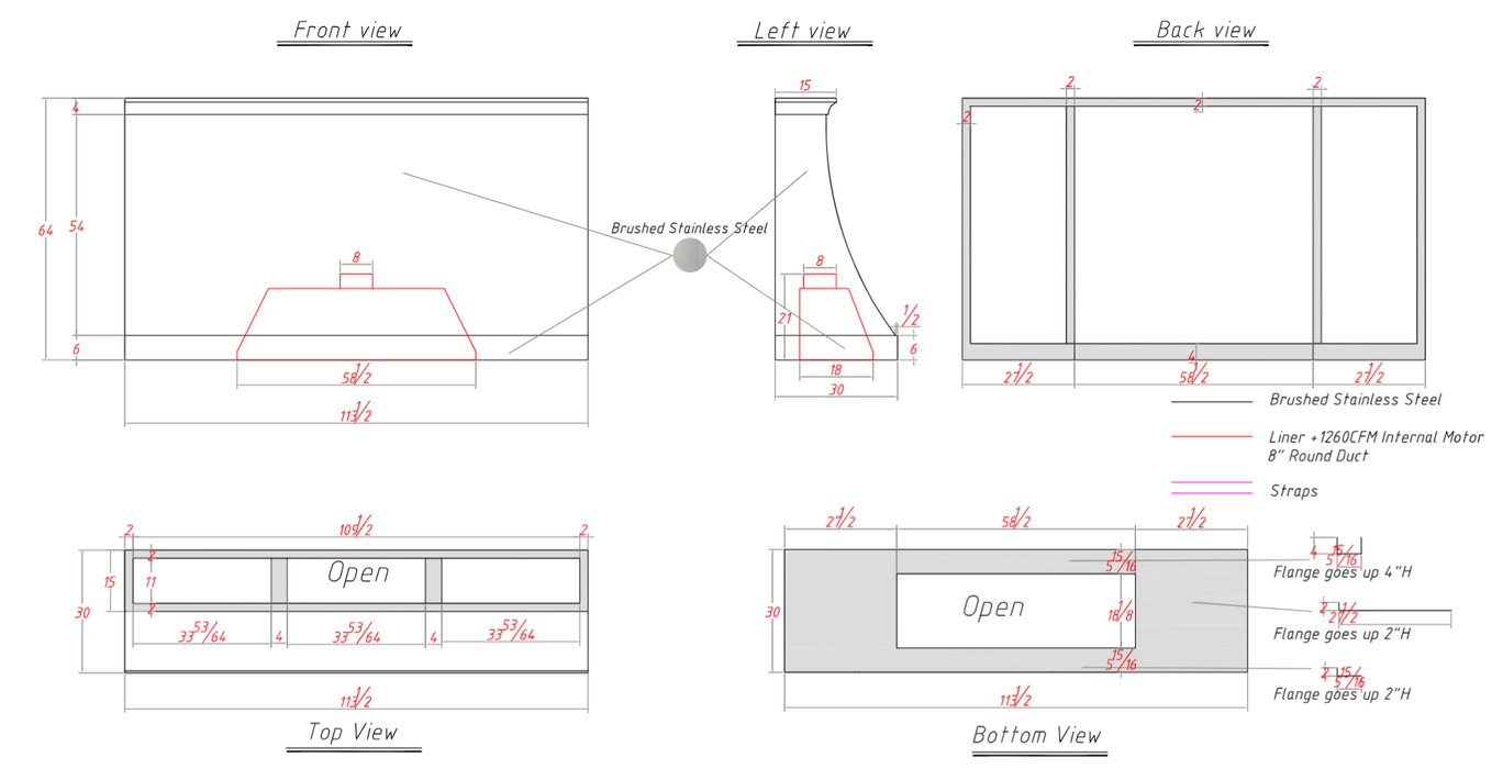RHM Bell Shape Customized Stainless Steel Kitchen Hood H1 for David's Project