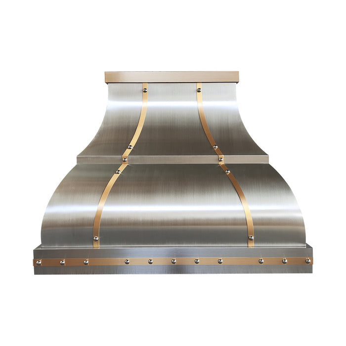 Rangehoodmaster bell shape custom range hood with strap & rivets
