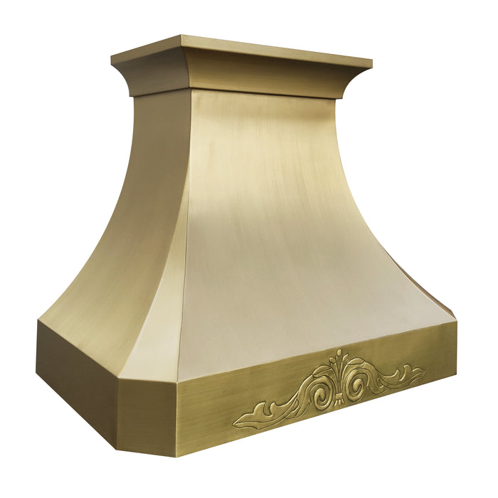 rangehoodmaster custom brass range hood with apron