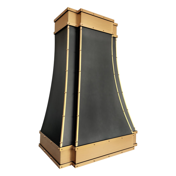 Rangehoodmaster stainless steel range hood with brass strap