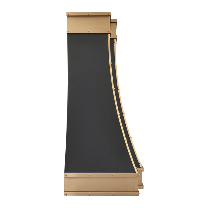 Rangehoodmaster stainless steel range hood with brass strap