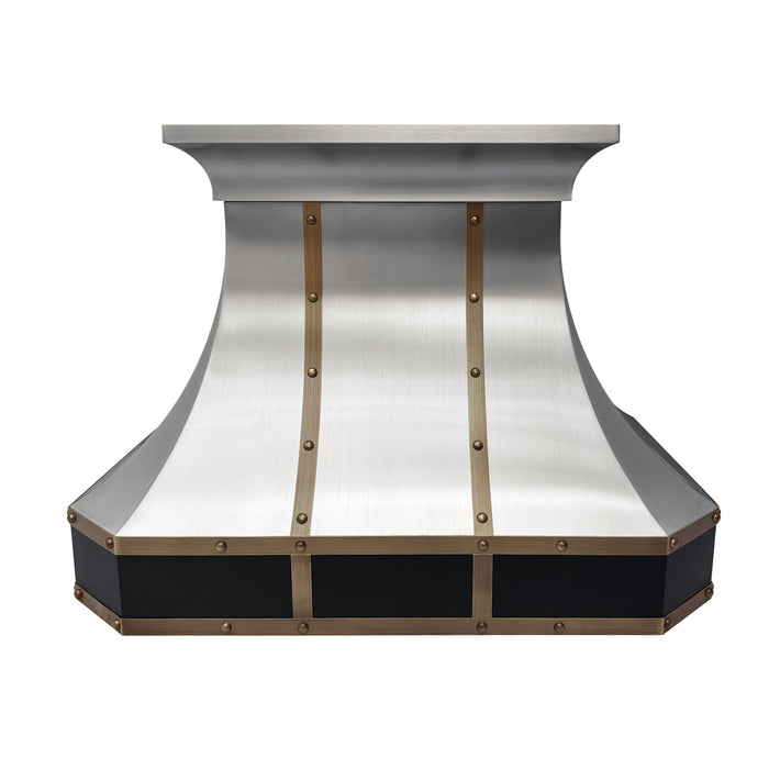 RHM Brushed Stainless Steel Range Hood Clipped Corner with Brown Accents SH3-5BTRM