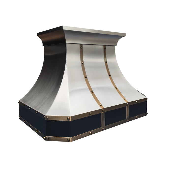 RHM Brushed Stainless Steel Range Hood Clipped Corner with Brown Accents SH3-5BTRM