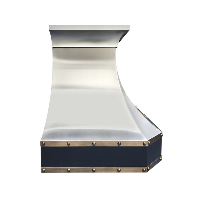 RHM Brushed Stainless Steel Range Hood Clipped Corner with Brown Accents SH3-5BTRM