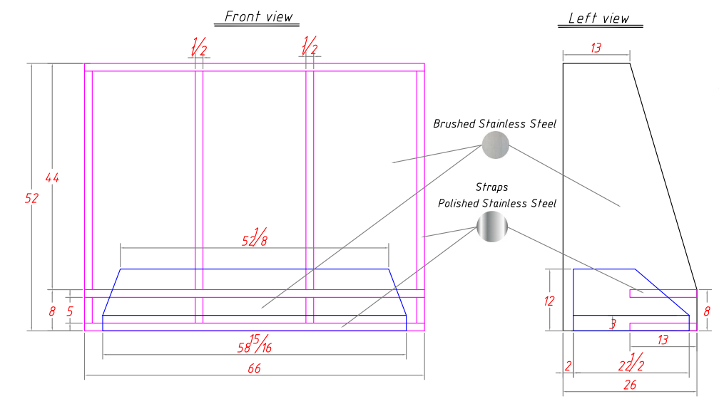 RHM Sloped Handcrafted Stainless Steel Custom Vent Hoods H11 for John - 50% deposit