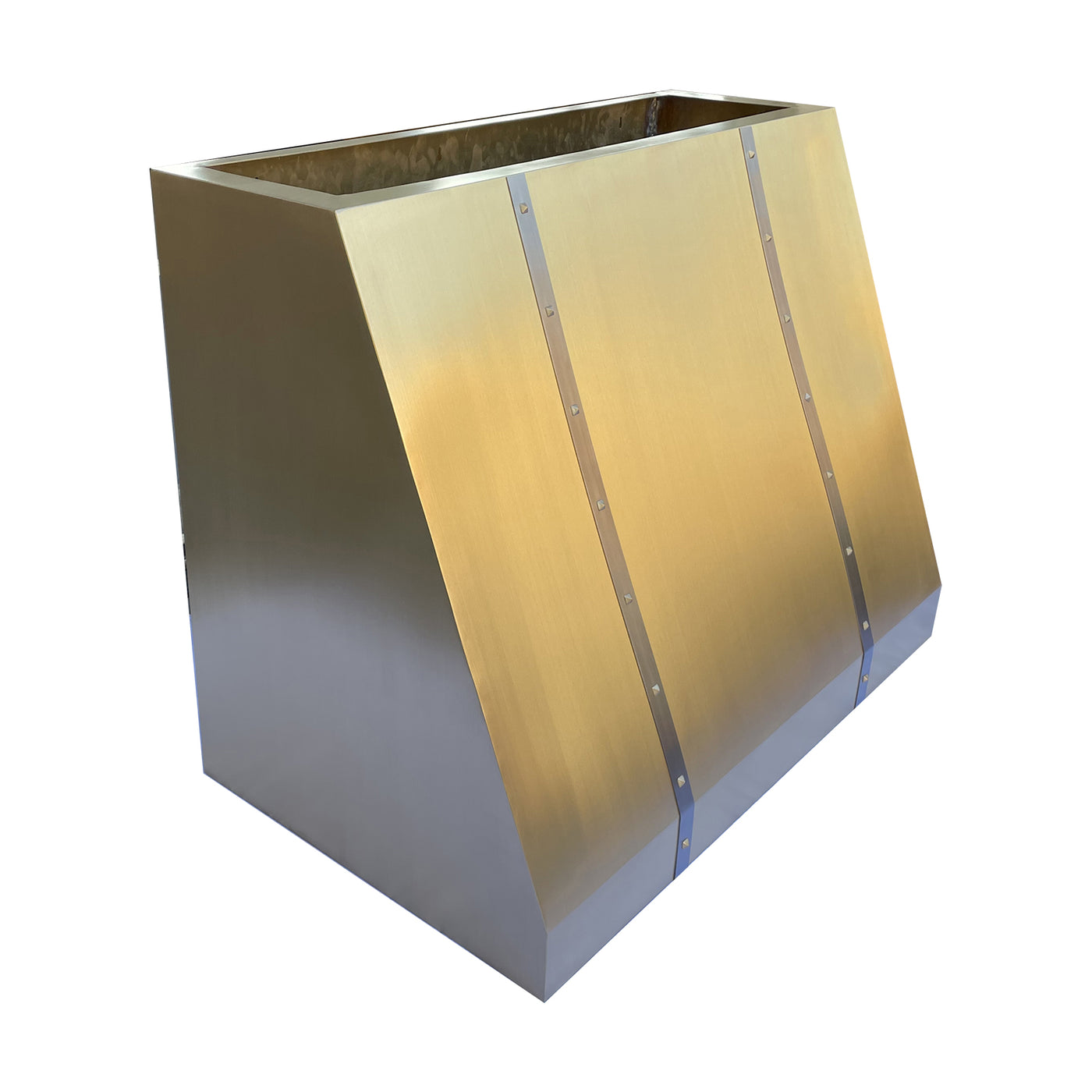 Rhm sloped brushed brass custom kitchen hoods sh11 4trl 2 rangehoodmaster
