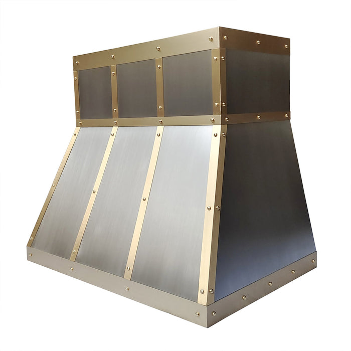 Stainless Steel Custom Kitchen Hood with Brass Bands H34-C4TR for Marissa