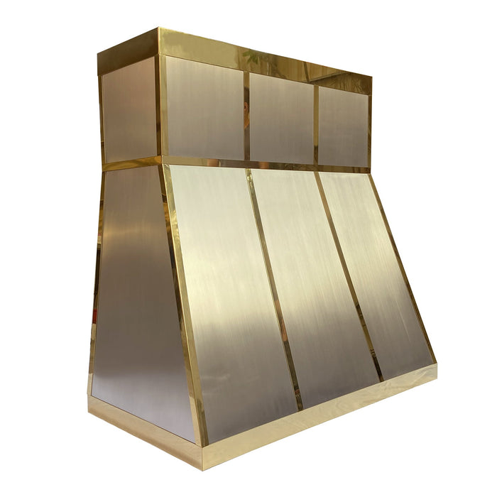 Stainless Steel Custom Kitchen Hood with Brass Bands H34-C4TR for Marissa