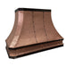custom medium patina copper range hood  with pot rail