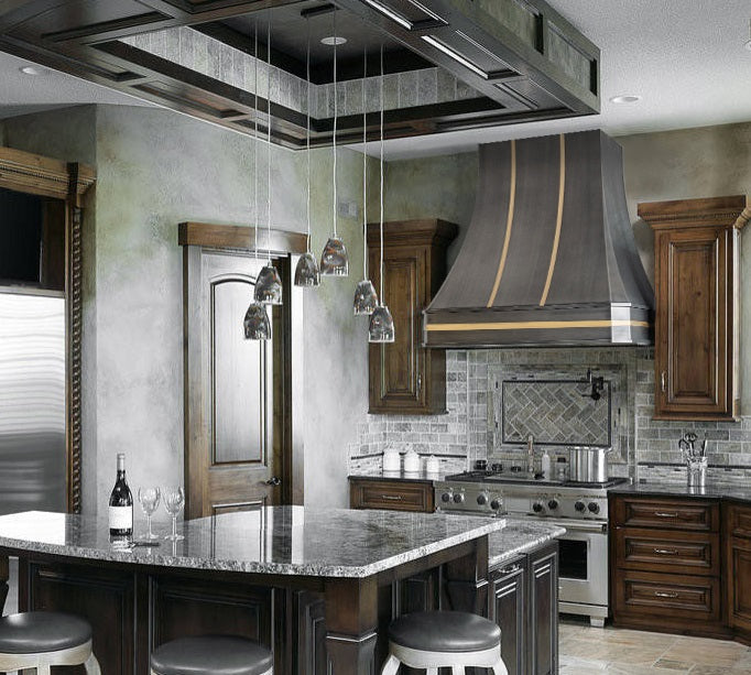 [CUSTOM] RHM Sweep Stainless Steel Custom Range Hood with Brass Bands SH3-2BTRG
