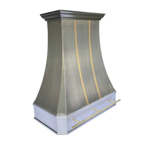 custom stainless steel range hood with pot rail