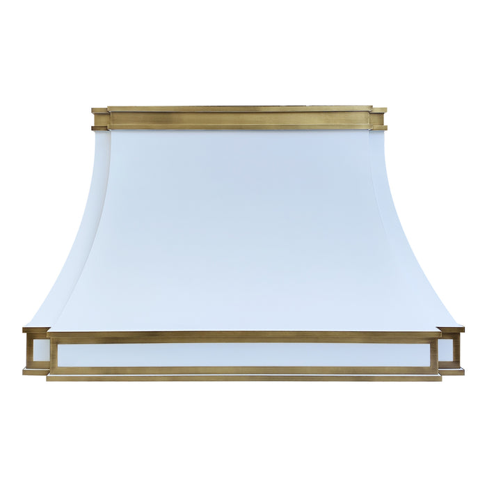 RHM-Sweep Stainless Steel Custom Range Hood with Brass Trim 61"W x 23"D x 38"H SH33 (in-stock)