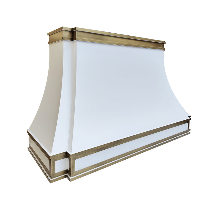 RHM-Sweep Stainless Steel Custom Range Hood with Brass Trim 61"W x 23"D x 38"H SH33 (in-stock)