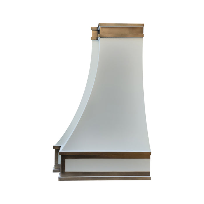 RHM-Sweep Stainless Steel Custom Range Hood with Brass Trim 61"W x 23"D x 38"H SH33 (in-stock)