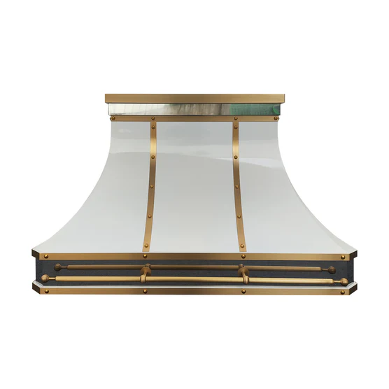 RHM Custom Stainless Steel Range Hood with Brass Trims for Tracy