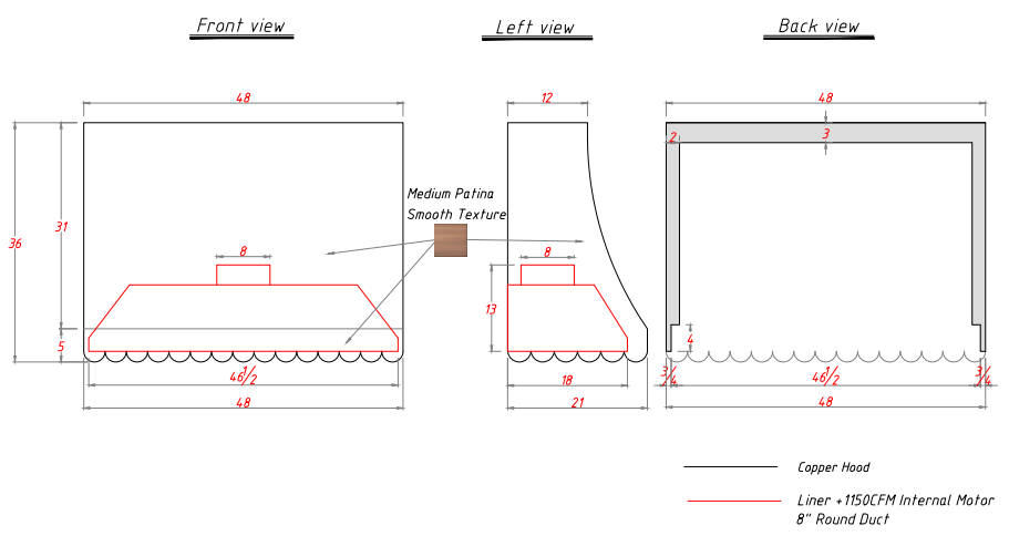 RHM Copper Kitchen Range Hood VH08 for Brittany