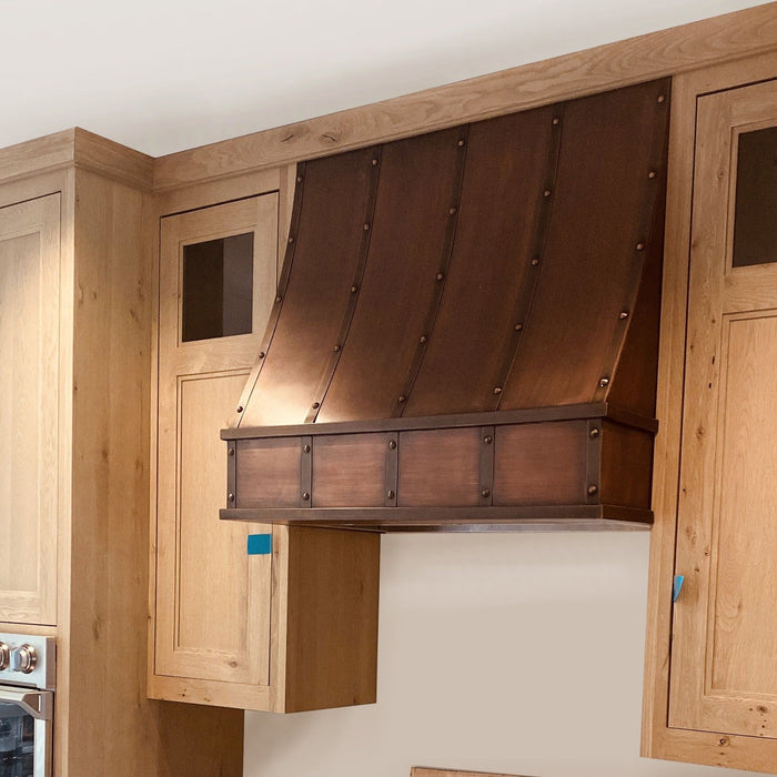 rustic slope copper range hood