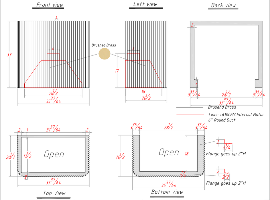 RHM Luxury Box Custom Range Hood with Ribs H5-LF-R02 for Tina_50% balance