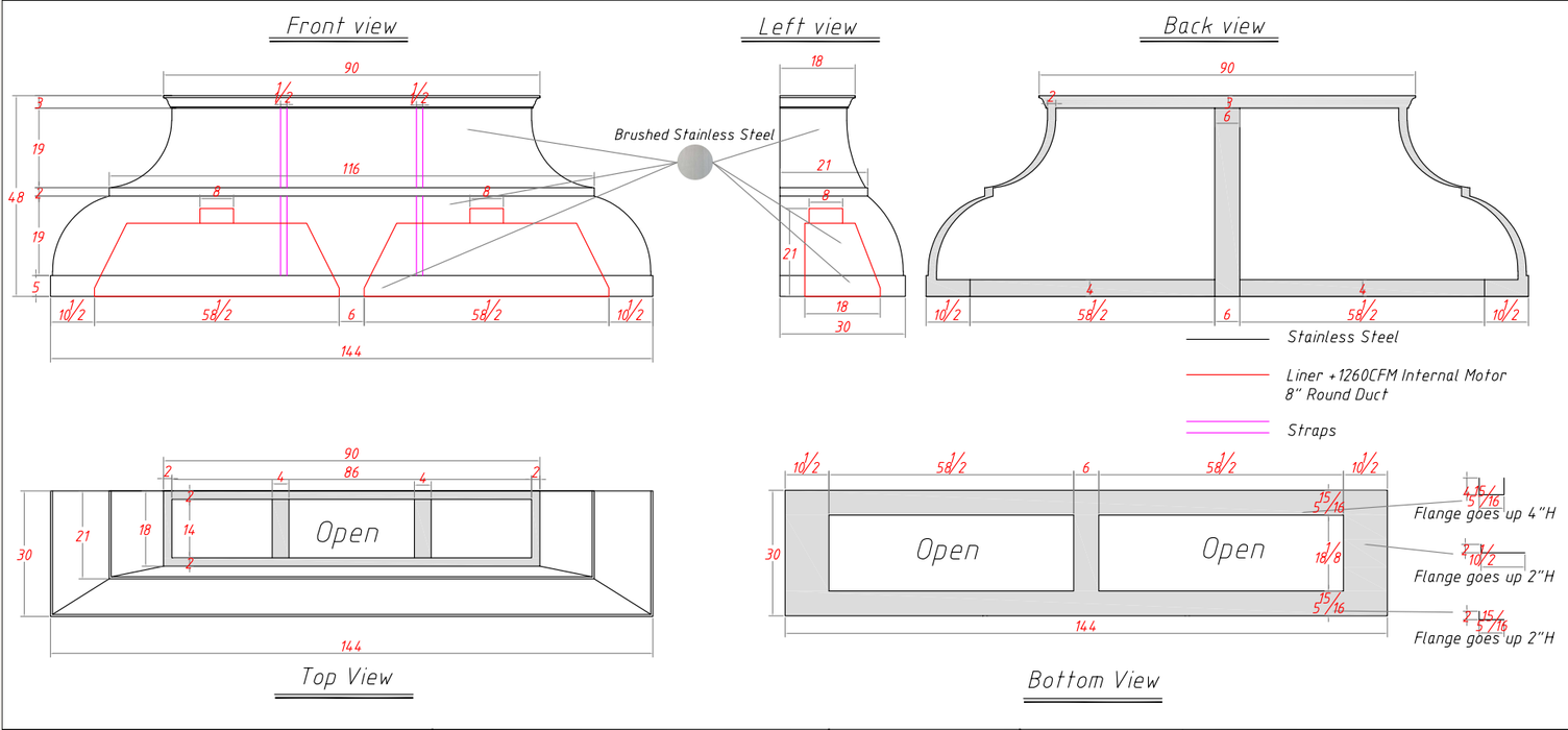 RHM Modern Box Customized Stainless Steel Kitchen Hood H5 for Krystyn