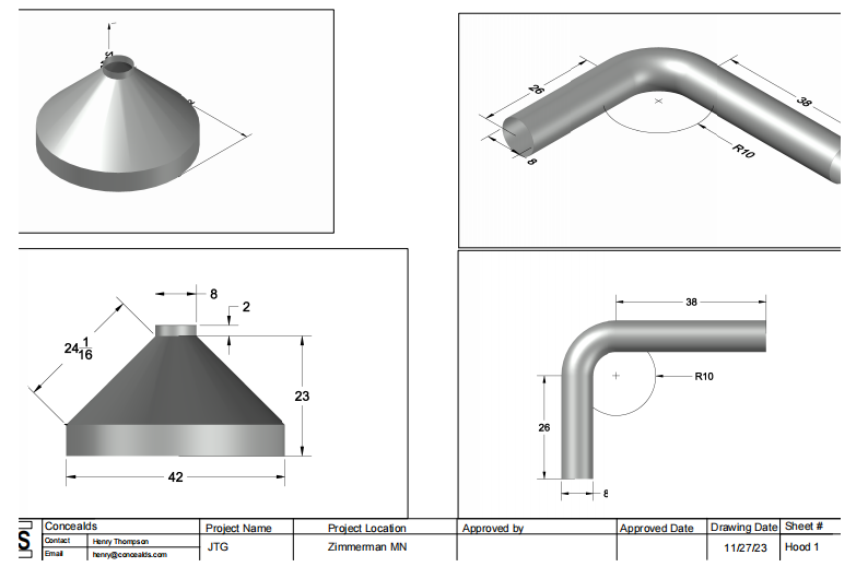 RHM Custom Metal Range Hoods H1 for Henry