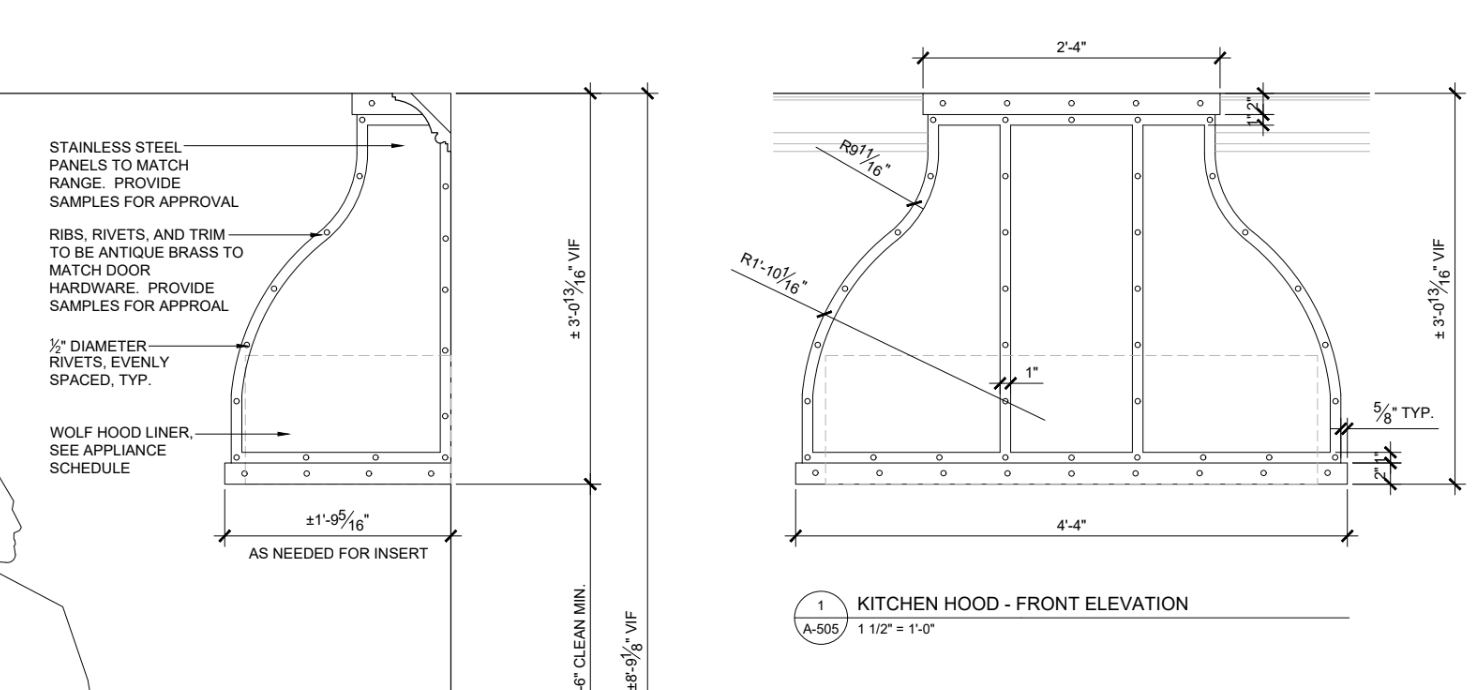 RHM Custom Handcrafted Stainless Steel Vent Hood H1 for Shawn's Project