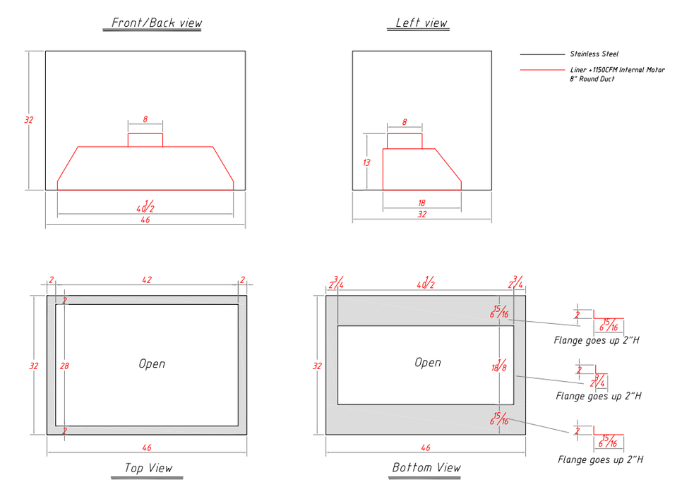 RHM Modern Box Custom Metal Range Hood H5 for Stephenie's Project