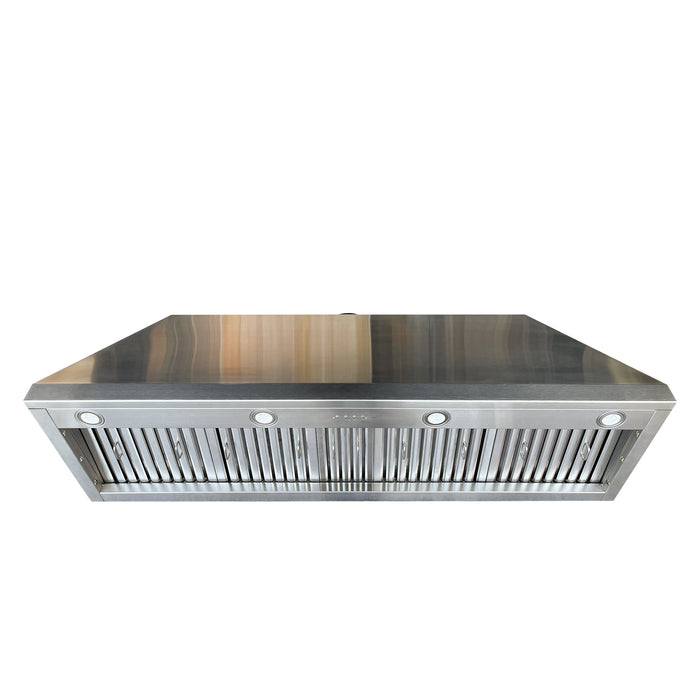 RHM Brushed Stainless Steel Kitchen Hood with Brass Bands 109"W x 30"H x 24"D With 60” Internal Motor (in-stock)