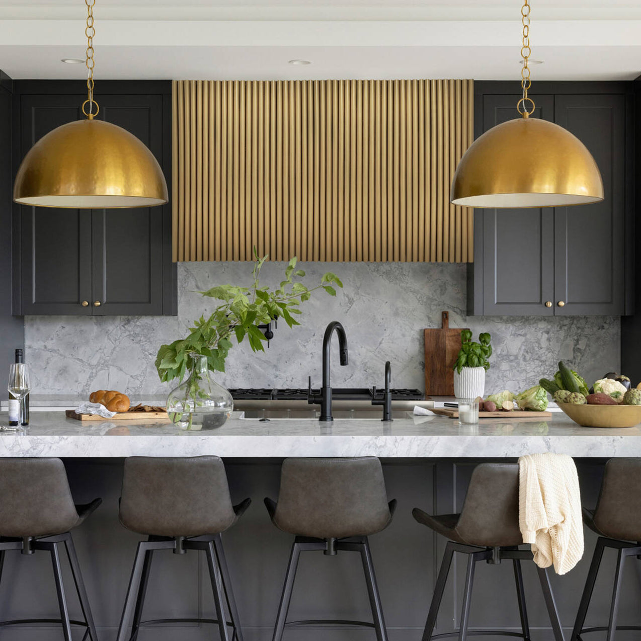 RHM Luxury Box Custom Brass Range Hood with Ribs H5-LF-R02 for Juli ...
