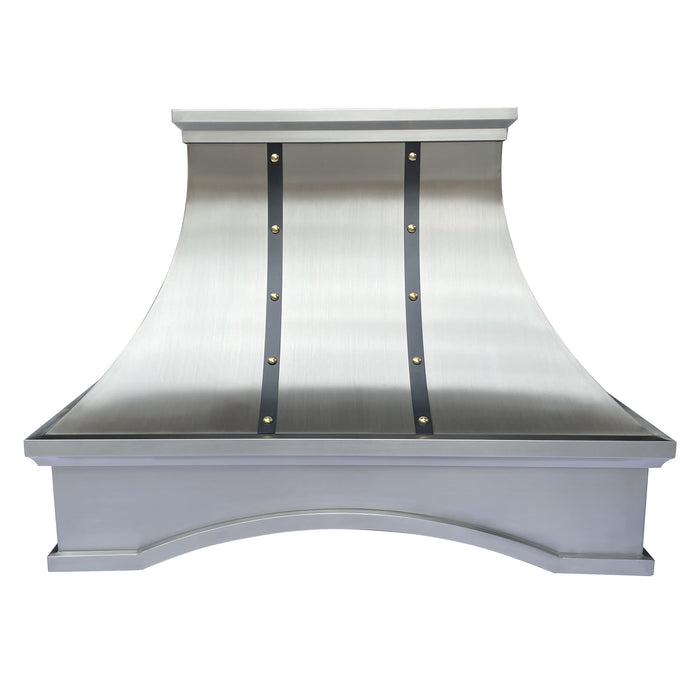 custom metal kitchen hood with arched apron