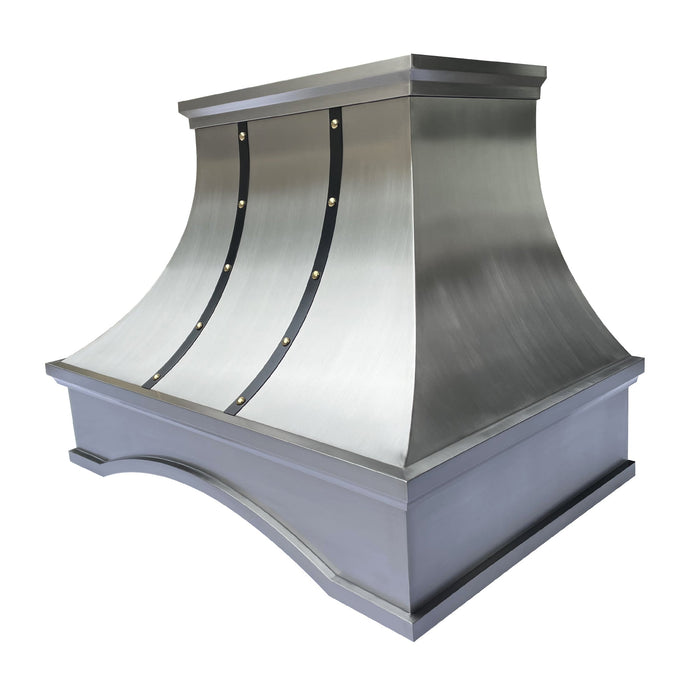 custom metal kitchen hood with arched apron