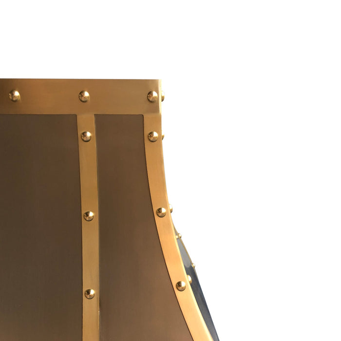 Custom Stainless Steel S-Curve Range Hood with Brass Straps for Jennifer