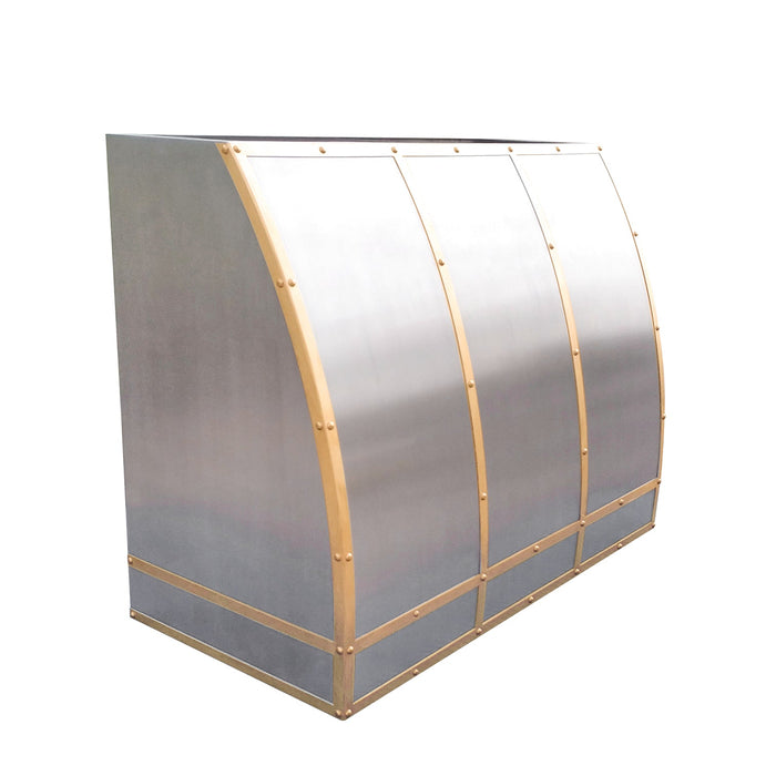 Barrel Shaped Custom Stainless Steel Vent Hood with Brass Bands