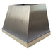 Angled Brushed Stainless Steel Custom Range Hood with brushed brass apron