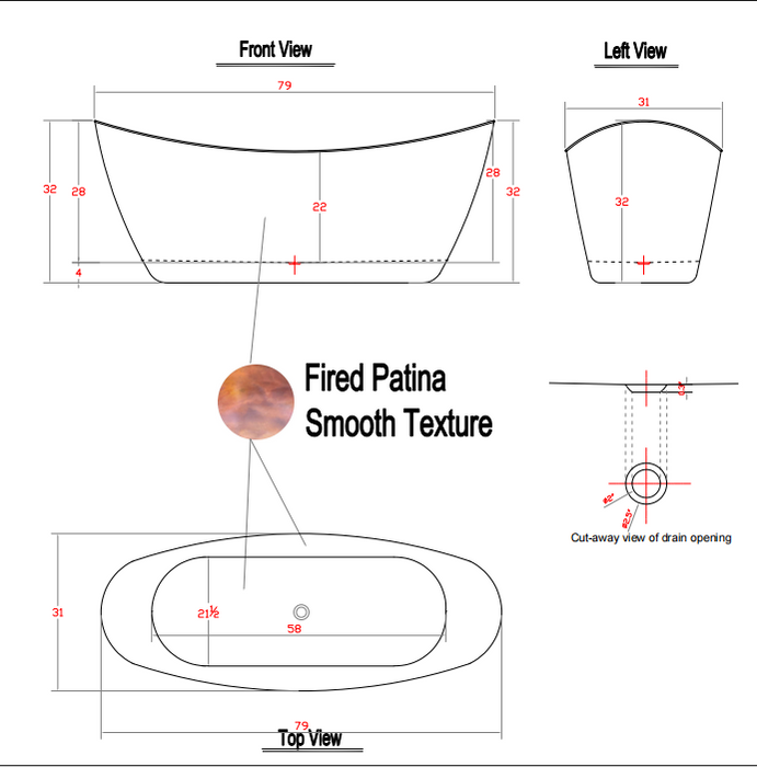 RHM Custom Copper Double Slipper Tub for Noah