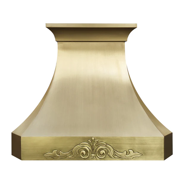 RHM Sweep Brass Brushed Custom Range Hood H3-C3BTRM for Marcy