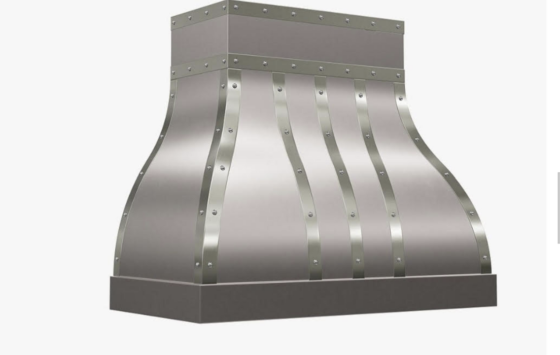 RHM Stainless Steel Custom Range Hood with Metal Bands H1 for Celyse